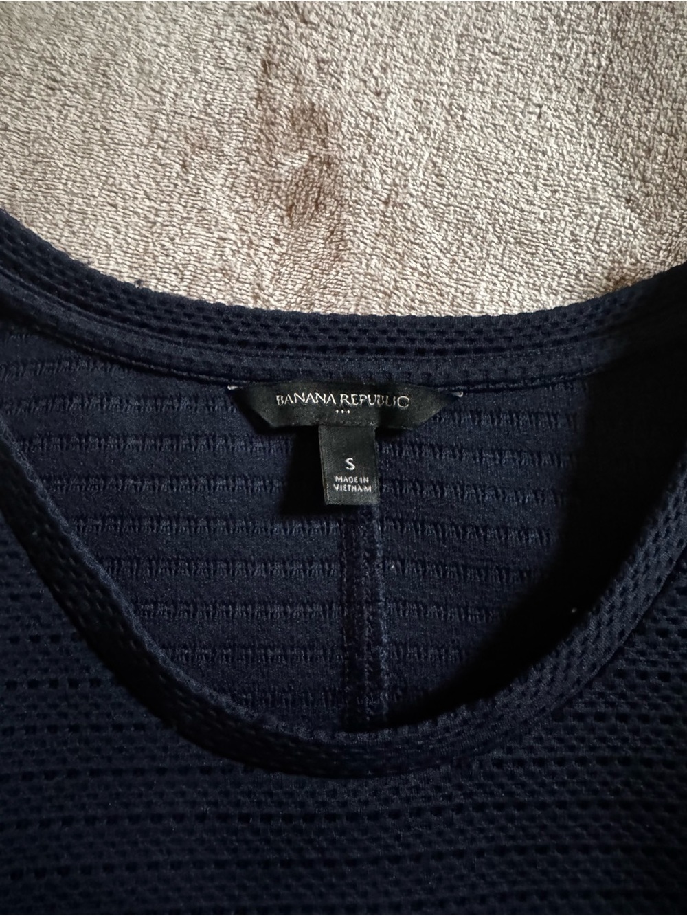 Banana Republic Navy Textured Scoop-Neck Shell